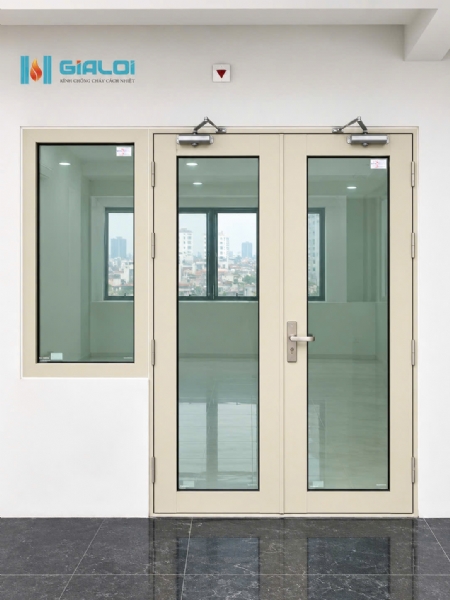 Cửa kính chống cháy đôi + ô Fix